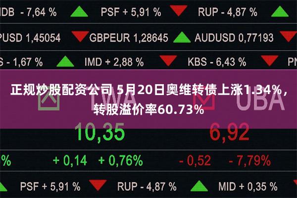 正规炒股配资公司 5月20日奥维转债上涨1.34%，转股溢价率60.73%